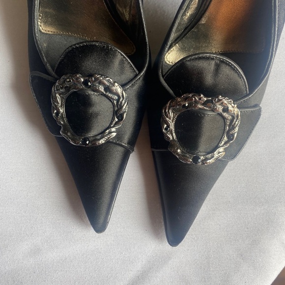 Donald J Pliner Couture Cruse 8N suede leather sling back pointy toe black jewel - Picture 7 of 8